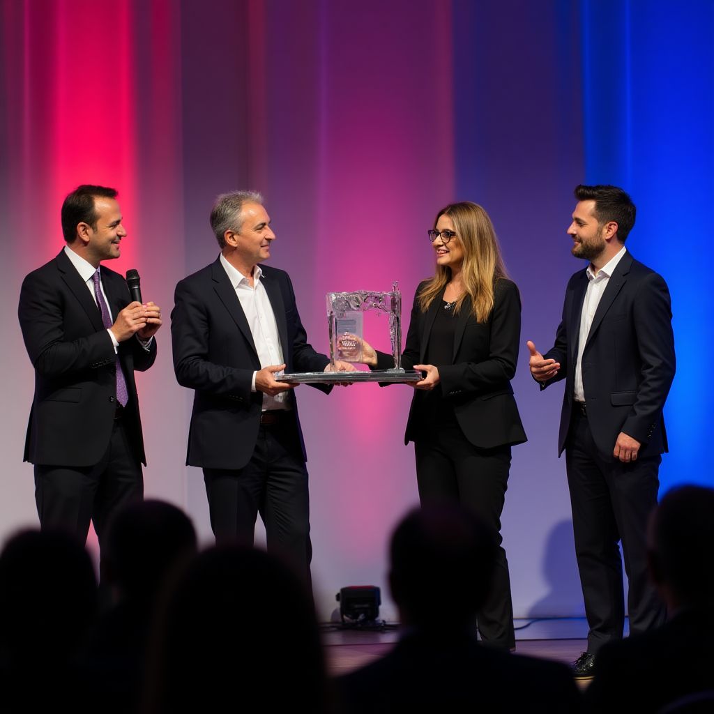 TurkCoach team accepting award at ceremony